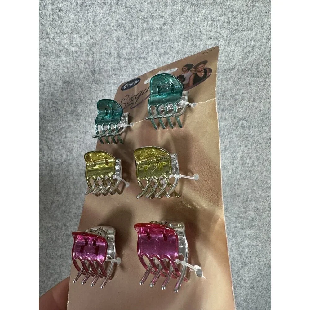 Vintage 1999 Goody Small‎ Claw Hair Clips Exquisite Blue Pink Gold Y2K New
